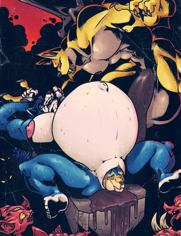 altar amniotic_fluid anthro areola back_wings balls bat_wings bdsm being_watched belly big_balls big_belly big_penis birth black_areola black_nipples black_penis blonde_highlights blue_body blue_fur blue_hair bodily_fluids bondage bound brown_belly brown_body brown_fur chain chained chained_cuffs crowning crying cuff_(restraint) defeated_heroine dominant dominant_male drooling eye_contact eyes_in_darkness fangs female flying forced fur genital_fluids genitals group hair hand_around_back hands_tied highlights_(coloring) horn huge_balls huge_belly huge_penis hyper hyper_balls hyper_genitalia hyper_penis labor live_birth looking_at_another lying male male/female membrane_(anatomy) membranous_wings messy_hair movie_poster multi_eye multicolored_body muscular muscular_female muscular_male navel neonate nipples nude on_back open_mouth orange_eyes pain penis pillar pillow pink_areola pink_mouth pink_nipples pregnant pregnant_female red_body red_eyes red_skin restraints saliva simple_background smile splash stone_bench sweat sweatdrop sweating_profusely tail tears teeth tongue tongue_out two_tone_body vaginal_birth vulva water_breaking white_belly white_body white_fur wings yellow_body yellow_eyes yellow_fur young ojififo anbu_(anubat) hopey bat canid canine canis demon hybrid mammal vampire wolf 2025 hi_res high_contrast story story_in_description father_(lore) father_and_child_(lore) mother_(lore) mother_and_child_(lore) parent_(lore) parent_and_child_(lore)
