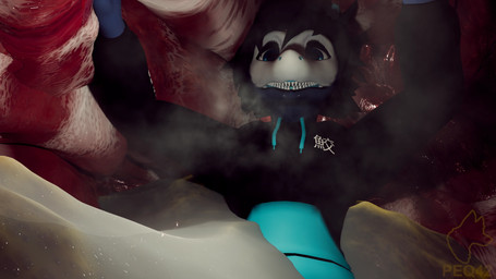 balls blue_eyes bodily_fluids cock_vore cum genital_fluids genitals male penile penis scared solo vore peq42 glexes nardoragon 3d_(artwork) digital_media_(artwork) hi_res