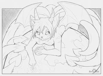 5_fingers 6_tails anthro arm_tuft biped black_border black_nose black_sclera border bottomwear clothed clothing continent detailed_background dipstick_ears ear_markings eyebrows facial_markings femboy fingers fluffy fluffy_tail front_view fur gesture hair half-closed_eyes hand_gesture head_markings heart_symbol holding_object horn inner_ear_fluff laying_on_planet long_tail looking_down lying macro male markings membrane_(anatomy) membranous_wings moon multi_tail multicolored_ears narrowed_eyes object_vore on_front on_planet planet planet_vore playing pointing short_hair shorts solo space striped_body striped_fur stripes tail terra_macro text three-quarter_view topless topless_male tuft vore water white_border wings s2-freak loyin_(sorennokitsune) canid canine demon fox hybrid mammal 2020 black_and_white digital_drawing_(artwork) digital_media_(artwork) english_text monochrome watermark