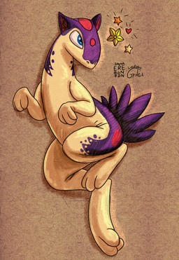 blue_eyes countershading feral fire male markings mottled mottled_body paws purple_body quadruped red_markings tan_body erebonbon gyrotech nintendo pokemon blitz_(gyro) fan_character generation_2_pokemon pokemon_(species) quilava hi_res