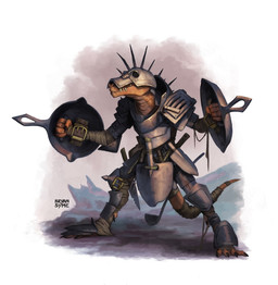 anthro arm_wraps armor body_armor claws clothed clothing headgear helmet leg_wraps shield solo tail tail_wraps teeth toe_claws wraps bryan_syme dungeons_and_dragons hasbro wizards_of_the_coast kobold reptile scalie