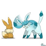 1:1 2d_animation >_< ambiguous_gender animated blue_body blush brown_body brown_fur duo eevee eeveelution eyes_closed feral fur generation_1_pokemon generation_4_pokemon glaceon nintendo open_mouth open_smile pokemon pokemon_(species) quadruped short_playtime simple_background smile tail tontaro white_background