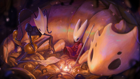 2_horns ambiguous_gender anthro biped black_eyes cloak clothing feral group horn hornet's_needle melee_weapon nail_(weapon) resting sitting trio weapon blacksalander hollow_knight:_silksong hollow_knight_(franchise) team_cherry bell_beast hornet_(hollow_knight) shakra_(hollow_knight:_silksong) arthropod 2025 absurd_res digital_media_(artwork) hi_res female_(lore)