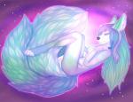 anthro breasts featureless_breasts female half-closed_eyes narrowed_eyes navel nude simple_background smile solo magic_(artist) canid canine mammal