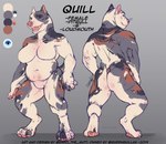 anthro breasts butt claws digitigrade featureless_breasts featureless_crotch female musclegut muscular muscular_anthro muscular_female open_mouth paws slightly_chubby solo teeth enro_the_mutt quillan blue_merle canid canine canis domestic_dog mammal pit_bull model_sheet