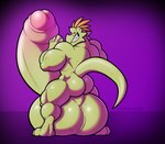 anthro balls big_balls big_penis butt digitigrade erection foreskin genitals green_body green_scales huge_balls huge_penis humanoid_genitalia humanoid_penis hyper hyper_balls hyper_genitalia hyper_penis male muscular muscular_anthro muscular_male nude penis purple_background scales simple_background solo yellow_sclera ahnik conditional_dnp ahnik_(character) lizard reptile scalie 2023 absurd_res hi_res