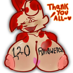 anthro areola belly big_belly big_breasts breast_squish breasts breasts_squeezed_together exposed_breasts female follower_goal follower_number hands_behind_back heart_on_body heart_symbol huge_breasts ink markings nipples number_on_body paint presenting presenting_breasts puffy_areola puffy_nipples simple_background smile solo squish thanking poisonedcherry_(artist) nintendo pokemon paprika_(poisonedcherry) generation_3_pokemon pokemon_(species) spinda 1:1 hi_res