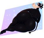 anthro bedroom_eyes big_butt black_body butt butt_focus female glistening glistening_butt huge_butt hyper hyper_butt looking_at_viewer looking_back narrowed_eyes pose seductive solo thick_thighs boolishclara disney clarabelle_cow bovid bovine cattle mammal hi_res pinup