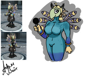 3_fingers anthro beak blue_body breasts ear_piercing ear_ring electronics eyelashes feathers female fingers hair microphone nude piercing ring_piercing simple_background solo text thick_thighs wide_hips adamwhite electronic_arts maxis_(ea) spore_(game) lotta_pipes_(spore) alien avian 2022 reference_image russian_text shaded simple_shading sketch watermark
