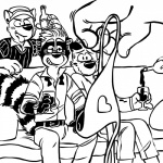 alcohol anthro beer belt beverage bow_(feature) bow_tie bulge clothed clothing ear_piercing eyewear food fully_clothed glasses group hat headgear headwear holding_clothing holding_object khakis male male/male party piercing stripper sweater tail thong tongue tongue_out topwear underwear undressing wine vasuki howie_(vasuki) neil_(character) canid canine canis domestic_dog mammal procyonid raccoon wolf 1:1 black_and_white monochrome