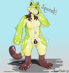 dessert exclamation_point food fur goo_transformation green_body green_eyes green_fur ice_cream latex lock_bulge male mint_chocolate_chip null_bulge onomatopoeia permagrin pool_toy rubbing slime sound_effects squeaking summer text transformation vinyl riggedreded goo_creature 2024 hi_res