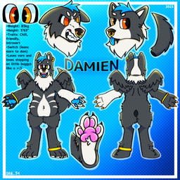 anthro black_body black_fangs black_nails black_nose blue_hair blue_pawpads blue_tongue colored_nails damien_(dan_34) facial_piercing feet foot_fetish hair heterochromia jewelry male nails nose_piercing nose_ring pawpads piercing pink_pawpads ring_piercing solo tongue vore wings yellow_nails dan_34 border_collie canid canine canis collie domestic_dog herding_dog mammal pastoral_dog sheepdog 1:1 digital_media_(artwork) hi_res