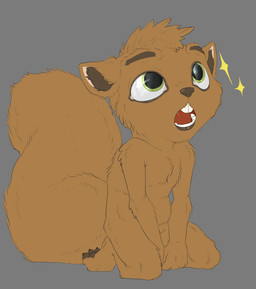 anthro brown_body brown_fur chibi fluffy fluffy_tail fur green_eyes grey_background male simple_background solo tail scruffythedeer balros_(echoen) mammal rodent sciurid tree_squirrel hi_res