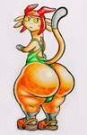 anthro ass_out barely_contained big_butt bracelet butt clothing footwear huge_butt jewelry looking_back loose_shirt male perineum raised_tail shoes solo tail thick_thighs the_fedor_corpse crocs space_dandy meow_(space_dandy) alien felid feline mammal absurd_res hi_res traditional_media_(artwork)