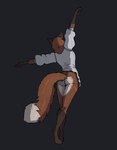 anthro bottomless bottomless_female butt butt_focus clothed clothing female hip_sway long_tail medieval_clothing partially_clothed solo standing tail garbagegarage canid canine fox mammal 2024 hi_res