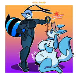 antennae_(anatomy) anthro arthropod_abdomen belly belly_inflation big_belly black_body black_bodysuit black_clothing black_latex black_skinsuit blue_body blue_fur blue_sclera bodysuit breasts clothed clothed_anthro clothed_female clothing directional_arrow duo featureless_breasts female fluffy fluffy_tail fur inflation kneeling latex latex_bodysuit latex_clothing latex_skinsuit multicolored_body nude nude_anthro nude_female skinsuit standing stinger tail teal_eyes text tight_clothing two_tone_body wearing_hat white_eyes rem_phase nintendo pokemon san_pellegrino mickeon n-2_rem arthropod bee eeveelution generation_4_pokemon glaceon hymenopteran insect pokemon_(species) 1:1 2025 absurd_res digital_media_(artwork) hi_res