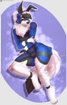 anthro bulge bunny_costume clothing costume eyewear glasses male solo text skylosminkan nintendo pokemon sky_noctis dusk_lycanroc generation_7_pokemon lycanroc pokemon_(species) absurd_res digital_media_(artwork) hi_res shaded url