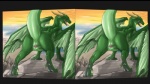 16:9 animal_genitalia anus beach butt clitoris cloud cross_eye_stereogram detailed_background digitigrade dragon european_mythology female feral genitals green_body green_scales horizontal_pussy horn looking_at_viewer looking_back membrane_(anatomy) membranous_wings mythological_creature mythological_scalie mythology narse nude nude_beach open_mouth outside pink_tongue presenting presenting_hindquarters pussy raised_tail sand sarmy scales scalie seaside side_by_side_stereogram sky solo stereogram tail teeth thick_tail tongue water western_dragon widescreen wings