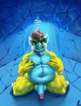 anthro asphyxiation balls biped bubble drowning genitals hair half-erect horn humanoid_genitalia humanoid_penis kneeling male navel nipple_fetish nipple_pinch nipple_play nude penis pinch red_hair solo underwater water byondrage mario_bros nintendo bowser koopa mammal scalie copyright hi_res