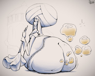 big_butt bottomless butt cellulite clothed clothing fart fart_bubbles female headgear headwear horn huge_butt hyper hyper_butt looking_at_viewer looking_back looking_back_at_viewer religious_clothing religious_headwear simple_background solo text turban white_background jubb elden_ring fromsoftware humanoid oracle_envoy 2022 artist_name