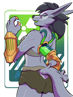 anthro biped bottomwear breasts butt claws clothed clothed_anthro clothed_female clothing crossgender female fingers fully_clothed fully_clothed_anthro fully_clothed_female fur hair looking_at_viewer mtf_crossgender rear_view smile solo standing tail teeth topwear madbeak league_of_legends riot_games tencent warwick_(lol) canid canine canis mammal wolf 2026 3:4 digital_drawing_(artwork) digital_media_(artwork) hi_res