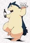 anthro belly blush bow_tie champagne_glass container cup drinking_glass glass glass_container glass_cup male serving_tray slightly_chubby solo waiter dorobo_39 nintendo pokemon generation_2_pokemon pokemon_(species) typhlosion hi_res