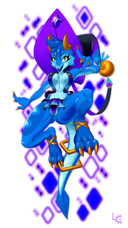 anthro barely_visible_genitalia barely_visible_vulva bell big_hat biped blue_body blue_hair bottomwear breasts camel_toe claws clothed clothing clothing_lift female female_anthro gem genitals gold_(metal) gold_jewelry green_eyes hair hat headgear headwear horn jewelry loincloth loincloth_lift markings obscured_inner_labia pupils skimpy_topwear slit_pupils solo spread_legs spreading tail under_boob vulva witch_hat fuzzycogs kobold scalie absurd_res hi_res