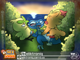 balls camera_hud camera_view female feral genitals group male male/female penis starter_trio trio vulva eliktroniq new_pokemon_snap nintendo pokemon pokemon_snap pokemon_winds_and_waves prof_blanc's_sex_safari avian browt canid canine gecqua generation_10_pokemon lizard mammal pokemon_(species) pombon reptile scalie 2026 4:3 absurd_res hi_res