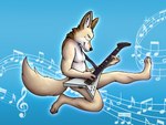 anthro brown_body brown_fur fur guitar jumping male music musical_instrument musical_note musical_symbol plucked_string_instrument rocking_out solo string_instrument symbol white_body white_fur yellow_body yellow_fur jebbthefoxy canid canine fennec_fox fox mammal true_fox 4:3 hi_res