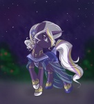 clothing dress female feral horn jewelry necklace night quadruped sky solo star starry_sky tail bamboodog friendship_is_magic hasbro my_little_pony mythology lunafyre equid equine mammal mythological_creature mythological_equine unicorn cool_colors