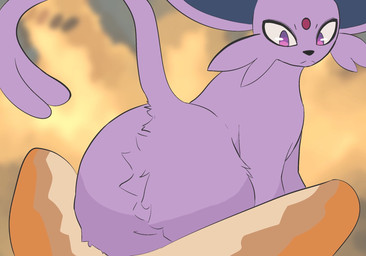 anthro butt butt_tuft duo female feral fluffy fur looking_at_viewer male male/female sitting_on_another tail tuft swoomy nintendo pokemon anon eeveelution espeon generation_2_pokemon mammal pokemon_(species) hi_res