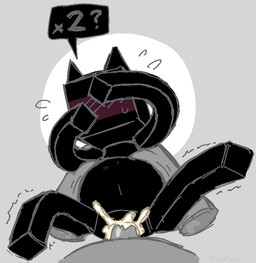 ambiguous_gender ambiguous_penetration being_held belly black_body blush bodily_fluids covering covering_face cube cube_(object) cum disembodied_hand disembodied_head disembodied_penis erection floating_arms floating_head floating_legs floating_limbs for_a_head genital_fluids genitals held_up horn male male/ambiguous male_penetrating not_furry penetration penile penis pregnant pregnant_ambiguous questionable_consent sex shaking shaking_legs simple_background solo speech_bubble sweat text tremble_spikes trembling vexedcalyx crumb_(vexedcalyx) object_head shape_head colored digital_drawing_(artwork) digital_media_(artwork)
