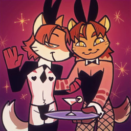 anthro armwear bedroom_eyes beverage blinking bow_tie brown_body brown_fur bulge bunny_costume clothing collar container costume countershading cuffs_(clothing) cup drinking_glass duo fake_ears fake_rabbit_ears fishnet_clothing fur gesture glass glass_container glass_cup hair hands_behind_back latex latex_clothing latex_skinsuit lingerie long_hair long_tail looking_at_viewer male male/male markings mostly_nude narrowed_eyes necktie one_eye_closed orange_eyes pasties platter retro seductive shirt_collar short_tail simple_background skinsuit slim smile smiling_at_viewer spots spotted_body spotted_fur tail tan_body tan_fur teddy_(clothing) tight_clothing toony waiter waiter_tray waving waving_at_viewer white_body white_fur wine_glass wink winking_at_viewer yellow_eyes vickydanne ogonek_(discontentedog) canid canine dhole humanoid hyena mammal 1:1 animated hi_res no_sound short_playtime webm