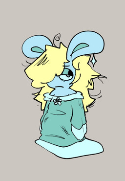 anthro black_eyes blonde_hair blue_body blue_fur blue_pupils blue_sclera closed_frown clothing dress ear_piercing female female_anthro frown fur grey_background hair hair_over_eye half-closed_eyes long_ears messy_hair mouth_closed narrowed_eyes noseless piercing pupils simple_background sleeves_past_fingers solo standing star_ear_piercing teal_clothing teal_dress teal_eyelids teal_inner_ear tired_eyes octoguy mario_bros mario_plus_rabbids_sparks_of_hope nintendo raving_rabbids rayman_(series) ubisoft rabbid_rosalina lagomorph mammal rabbid 2024 crossover digital_drawing_(artwork) digital_media_(artwork) english_description full-length_portrait portrait shaded simple_shading