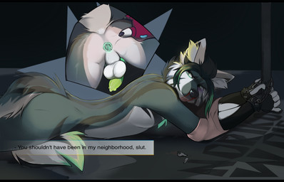 after_anal after_rape after_sex angry anthro anus backsack balls black_markings blood bodily_fluids bound broken_key butt butt_grab crying cuff_(restraint) dialogue duo forced fur genitals green_anus green_penis grey_body grey_fur hand_on_butt insult looking_back lying male male/male markings multicolored_body multicolored_fur nosebleed nude offscreen_character offscreen_male on_front outdoor_nudity outside penis public public_exposure rape restraints sex tears text underbelly white_balls white_markings norikowolf canid canine canis mammal wolf english_text hi_res