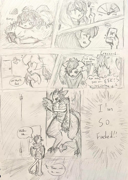 anthro bottomwear claws clothed clothing coat dialogue door duo female female_pred finger_claws hair heart_tail horn hungry light_bulb looking_at_another looking_down looking_down_at_another looking_up_at_another lying male male/female male_prey nervous ordering_food pants sirwhiffalot size_difference speech_bubble standing stuttering surprised tail toe_claws topwear wings mythology dragon mythological_creature mythological_scalie scalie absurd_res hi_res sketch