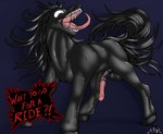 animal_genitalia animal_penis balls equine_genitalia equine_penis erection feral genitals male open_mouth penis pseudo_hair quadruped solo tentacle_hair tentacles tongue ajizza_(artist) marvel horse_venom venom_(marvel) equid equine horse mammal symbiote