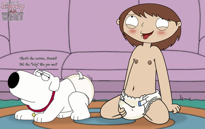 abdl bodily_fluids clothed clothing cum cum_drip diaper diaper_fetish diaper_only dripping duo erection erection_in_diaper feral genital_fluids male male/male male_human nipples topless wearing_diaper jameshtf jipperyandwistiy_(artist) family_guy brian_griffin stewie_griffin canid canine canis domestic_dog human mammal hi_res adult_(lore)