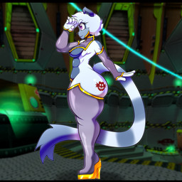 anthro big_butt black_bars boots breasts butt butt_tattoo clothing eyelashes female female_anthro footwear fur gesture grey_body grey_boots grey_clothing grey_footwear grey_fur grey_legwear high_heeled_boots high_heels inside legwear long_tail markings medium_breasts mostly_nude purple_body purple_eyes purple_fur ring_(marking) ringed_tail salute shoes side_view solo standing striped_markings striped_tail stripes tail tail_markings tattoo thick_thighs thigh_boots thigh_highs white_body white_fur randomgloves idw_publishing sega sonic_the_hedgehog_(comics) sonic_the_hedgehog_(idw) sonic_the_hedgehog_(series) tangle_the_lemur lemur mammal primate ring-tailed_lemur strepsirrhine 1:1 hi_res letterbox