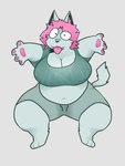 anthro big_breasts breasts female hair huge_breasts looking_at_viewer overweight overweight_female pink_hair solo labirhin exoworo hi_res