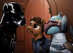 brown_eyes clothed clothed_feral clothing feral group hair male mandalorian ponification selenophile hasbro my_little_pony star_wars boba_fett darth_vader lando_calrissian earth_pony equid equine horse mammal pony 2019 absurd_res hi_res