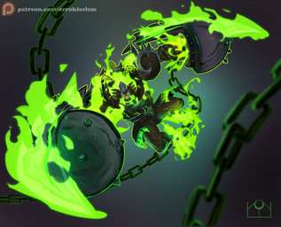 armor armor_plates bone chain colored_fire fire front_view green_eyes green_fire horn looking_at_viewer male melee_weapon simple_background skull skull_head solo weapon errokioslem blizzard_entertainment warcraft demon demon_humanoid horned_humanoid humanoid full-length_portrait hi_res portrait