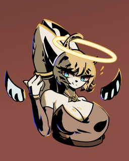anthro armwear big_breasts blonde_hair blue_eyes breasts clothing elbow_gloves female fur gloves gold_(metal) gold_dress gold_jewelry hair halo handwear jewelry long_ears necklace smile smiling_at_viewer smirk smirking_at_viewer solo thick_thighs white_body white_fur wings zaurakthur nintendo pokemon lari_(nickzilla) angel generation_4_pokemon lagomorph lopunny mammal pokemon_(species) hi_res