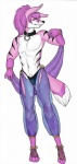 acorn_(artist) aiwait_(aiwait) animal_genitalia anthro canid canine canis clothed clothing collar crossdressing femboy fully_sheathed genitals harem harem_outfit hi_res hindpaw male mammal paws pink_eyes sheath solo tail wolf