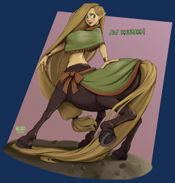 black_body border clothing cuff_(restraint) female gold_(metal) gold_jewelry green_clothing green_topwear grey_background hair hooves humanoid_pointy_ears jewelry long_hair looking_back orange_hair pointy_ears raised_leg restraints simple_background solo text topwear transparent_border underhoof wrist_cuffs bluebl8d european_mythology greek_mythology mythology centaur equid equid_taur humanoid_taur mammal mammal_taur taur 2026 alpha_channel english_text hi_res