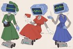 4_fingers belt biped black_belt black_purse black_wheel blue_clothing blue_dress blue_hands blue_head blue_ribbon blue_sash blue_screen bracelet clock clothed clothed_female clothed_humanoid clothing crt digit_ring dress electricity female female_humanoid fingers for_a_head front_view gem gloves green_clothing green_dress green_hat green_headwear grey_body handwear hat hatching headgear headwear holding_purse jewelry machine metal necklace pearl_(gem) pearl_necklace pose purse red_clothing red_dress red_purse red_ribbon red_sash ring rivets screen screen_face simple_background sitting sleeveless_clothing sleeveless_dress solo sparkles standing text watch waveform wedding_ring wheel wheel_feet white_clothing white_dress white_gloves white_handwear white_jewelry white_necklace white_ribbon wife wristwatch yellow_bracelet yellow_ring auveiss nickelodeon spongebob_squarepants karen_plankton humanoid object_head robot screen_head 2025 artist_name digital_drawing_(artwork) digital_media_(artwork) flat_colors full-length_portrait hi_res portrait signature