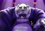 anthro bow_tie eyebrows eyewear formal_clothing formal_wear fur male monocle overweight overweight_male pawpads purple_eyes solo supervillain thick_eyebrows white_body white_fur ura_bg lifewonders live_a_hero borealis_(live_a_hero) bear mammal polar_bear ursine hi_res