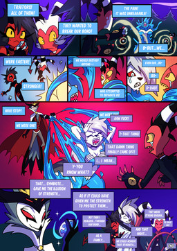 anthro bodily_fluids female forest group hug magic male plant portal tears text tongue tongue_out tree kato777 hellaverse helluva_boss marvel mythology blitzo_(helluva_boss) loona_(helluva_boss) millie_(helluva_boss) moxxie_(helluva_boss) she-venom stolas_(helluva_boss) venom_(marvel) canid canid_demon canine demon goetia hellhound imp mammal mythological_canine mythological_creature owl_demon symbiote absurd_res comic hi_res