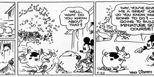 ambiguous_gender anthro bottomwear clothed clothing dialogue duo feral footwear gesture gloves hand_gesture handwear jumping male motion_lines open_mouth outside pants plant pointing pointing_at_another running shoes speech_bubble tail text tree walking floyd_gottfredson hardie_gramatky disney public_domain mickey_mouse domestic_pig mammal mouse murid murine rodent suid suine sus_(pig) 1930 20th_century absurd_res ancient_art comic dated english_text hi_res long_image monochrome signature wide_image