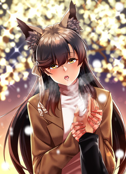 accessory black_hair breasts brown_eyes clothing eyebrows eyelashes female hair hair_accessory hair_ribbon hand_holding inner_ear_fluff mole_under_eye open_mouth ribbons solo tuft kagiyama_(clave) azur_lane atago_(azur_lane) animal_humanoid canid canid_humanoid canine canine_humanoid dog_humanoid humanoid mammal mammal_humanoid 2026 hi_res